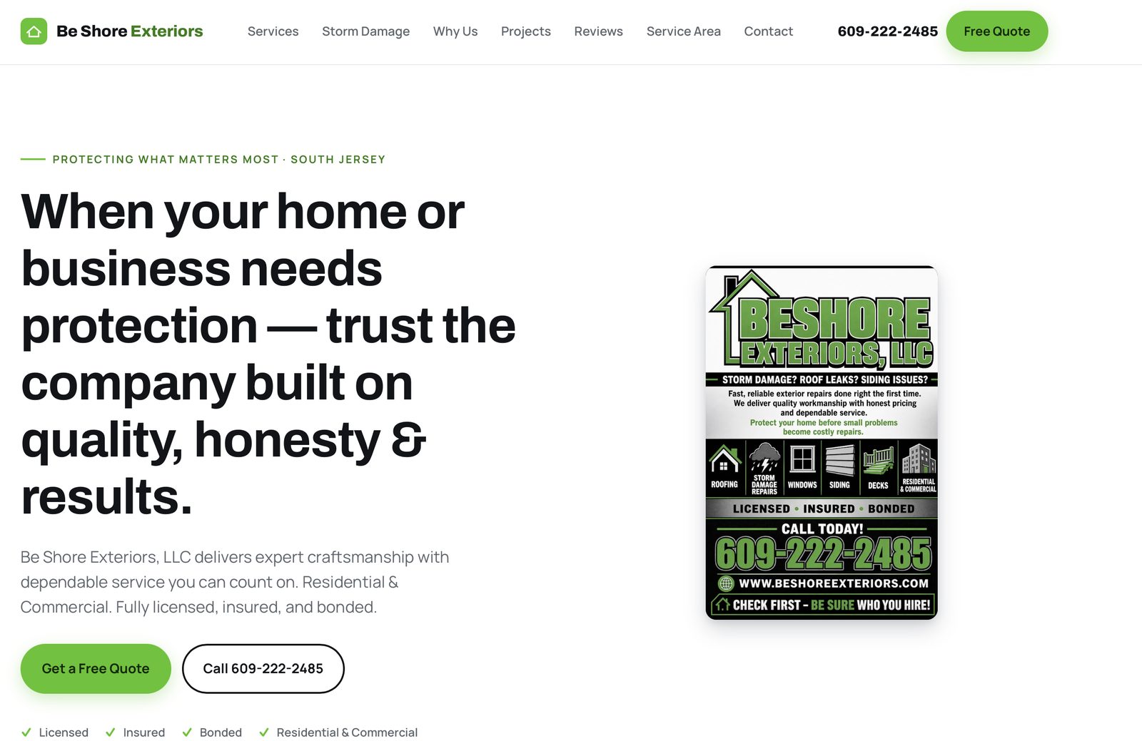 Be Shore Exteriors website