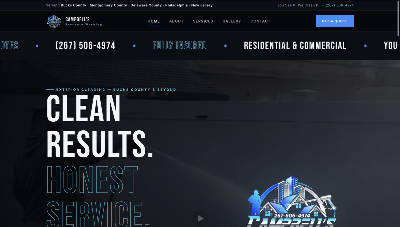 Campbell's Pressure Washing website