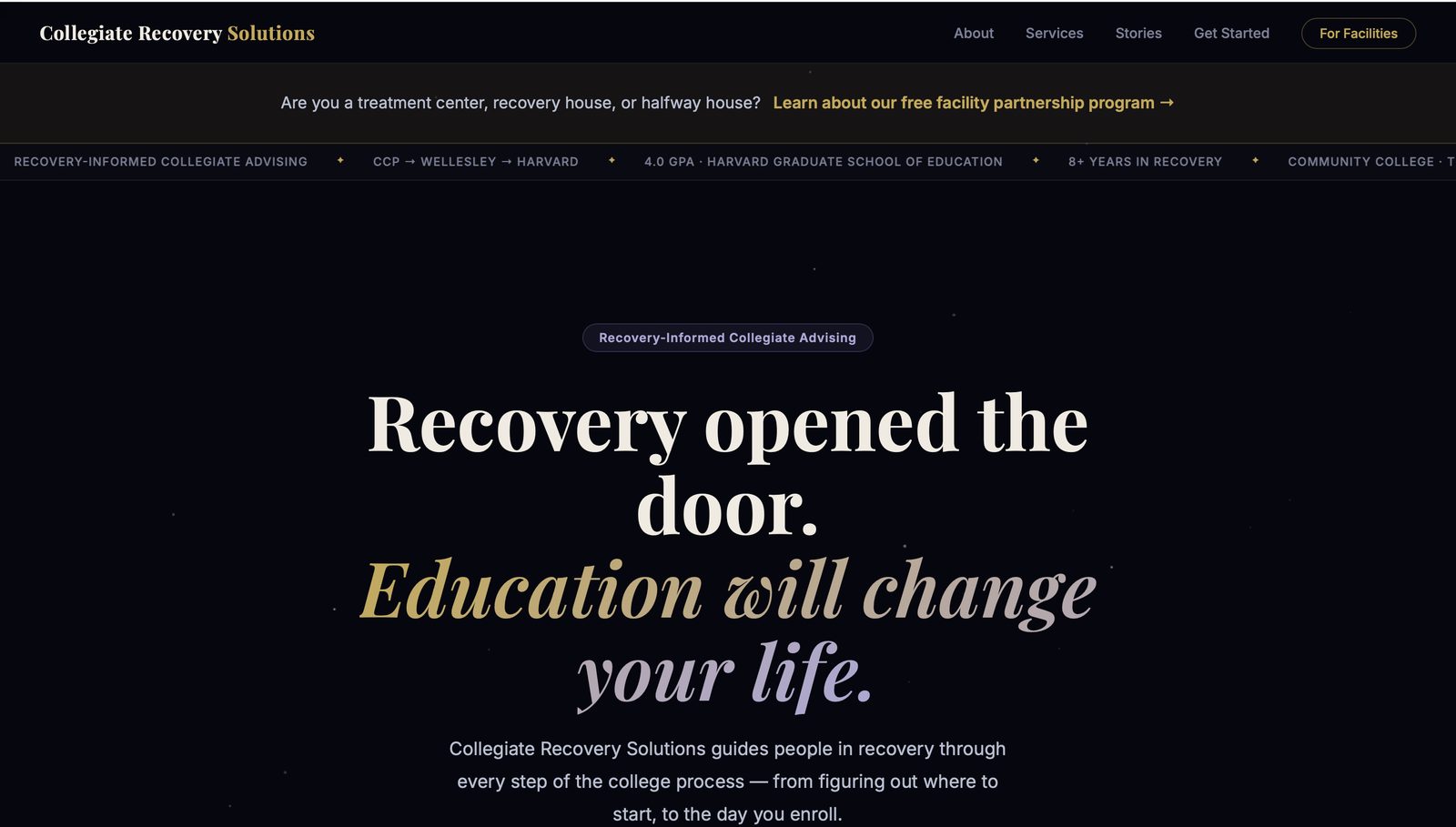 Collegiate Recovery Solutions website