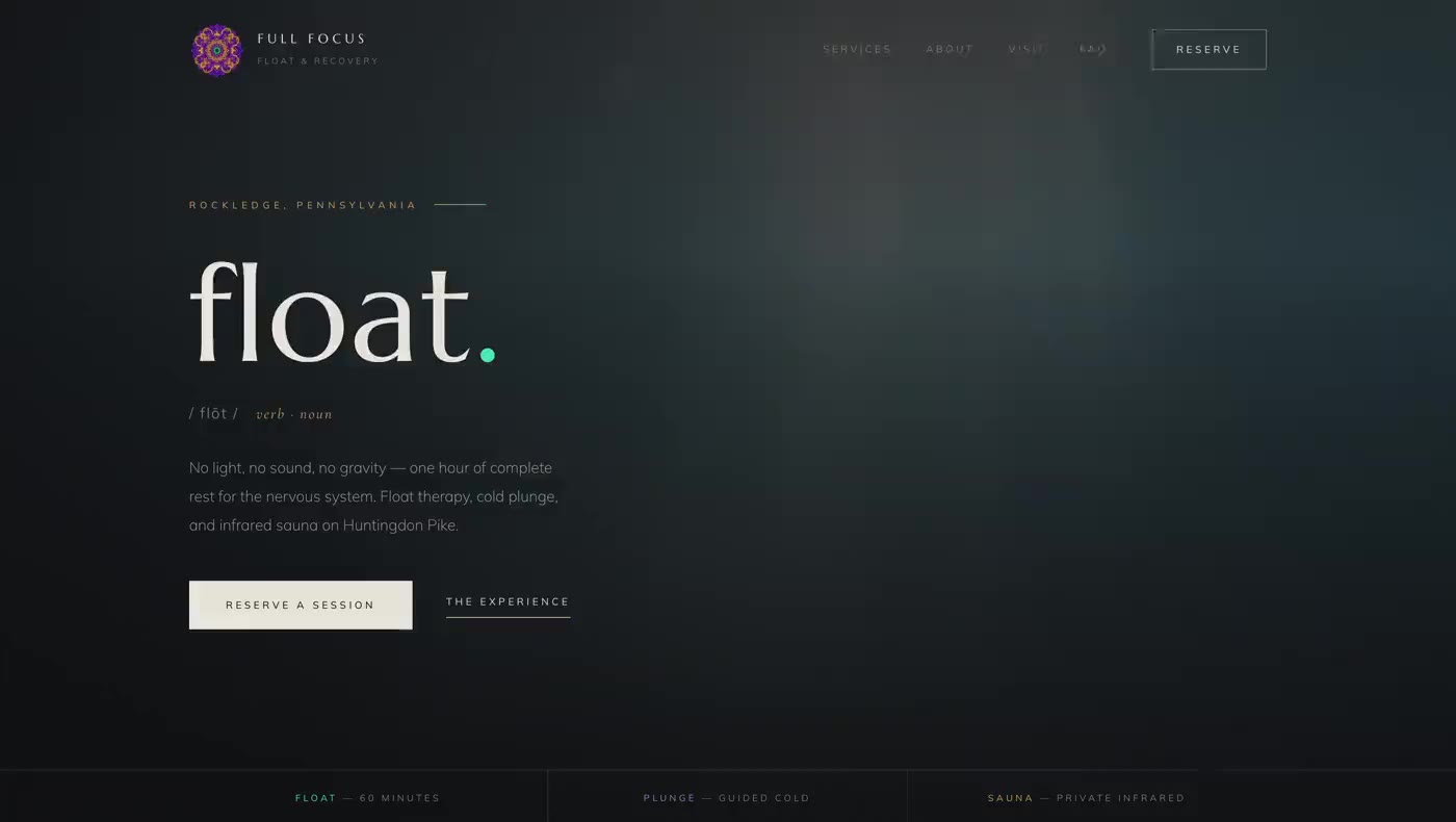 Full Focus Float and Recovery website